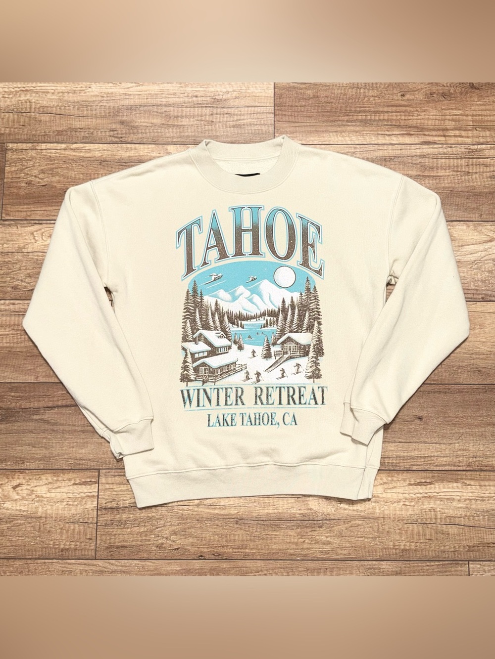 Lake Tahoe California State Of Mine Destination Beige Fleece Sweatshirt Adult S